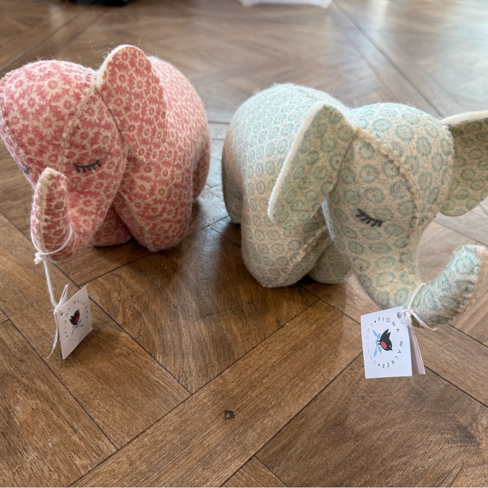 Handcrafted Pink and Blue Elephant Decor